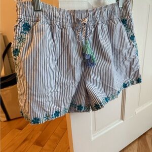 Striped Blue Embroidered Women's Shorts- Vineyard Vines